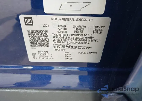 2024 Cadillac Xt6 Fwd Premium Luxury z USA, uszkodzony, nr VIN 1GYKPCRS1RZ727094